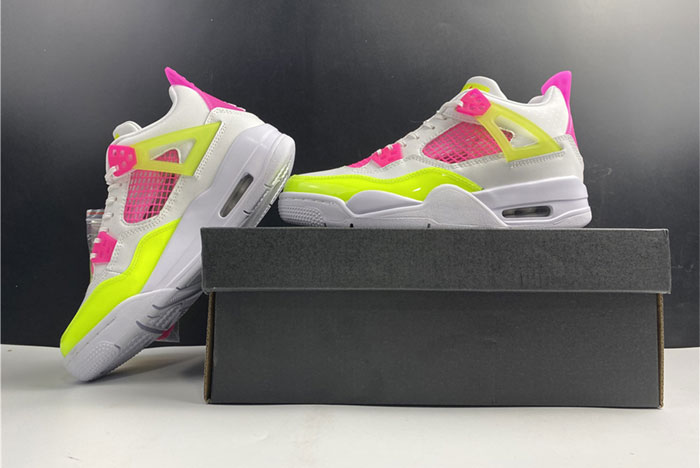 air jordan 4 retro white lemon pink (gs) - cv7808-100