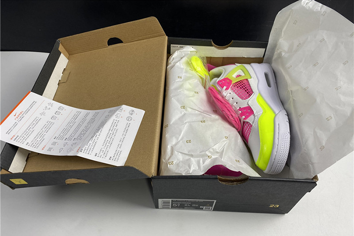 air jordan 4 retro white lemon pink (gs) - cv7808-100