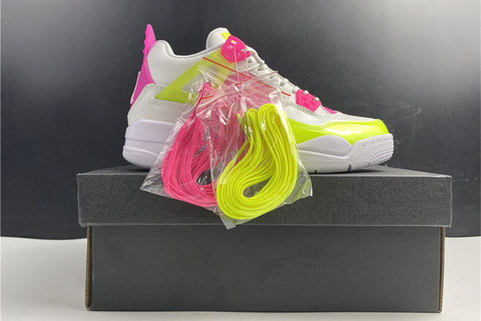 air jordan 4 retro white lemon pink (gs) - cv7808-100