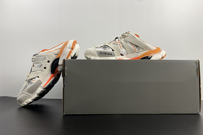 Ba*len*cia*ga 3.0 track mule white and orange - 623813-w3cp5-9059