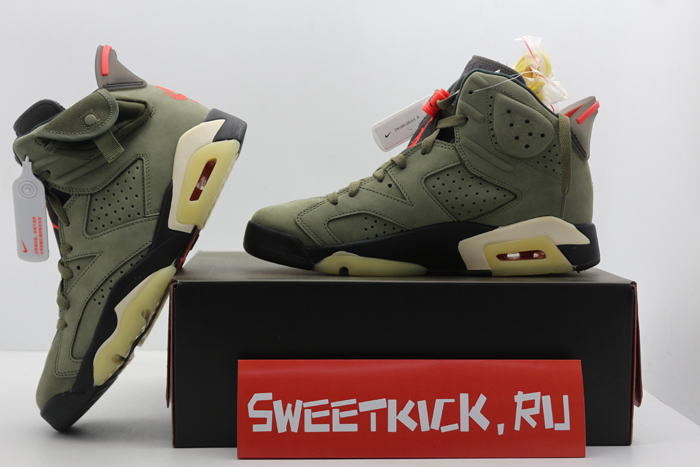 travis scott air jordan 6 medium olive - cn1084-200