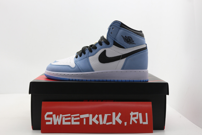 air jordan 1 retro high white university blue black - 555088-134
