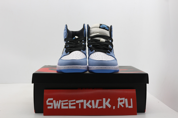 air jordan 1 retro high white university blue black - 555088-134