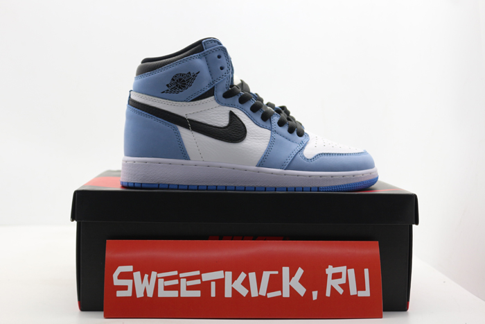 air jordan 1 retro high white university blue black - 555088-134