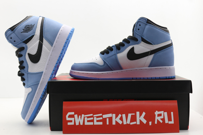 air jordan 1 retro high white university blue black - 555088-134