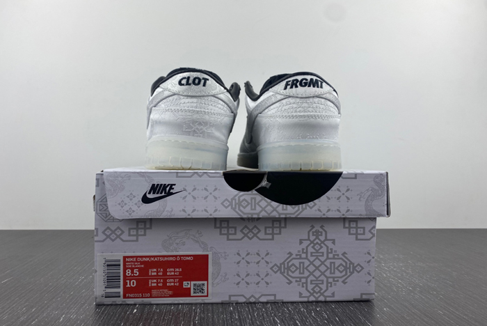 clot x fragment x nike dunk low colorway: white/black  fn0315-110