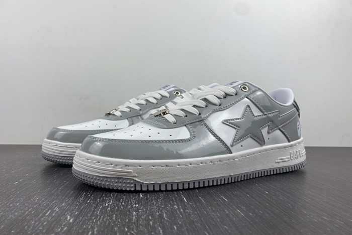 a bathing ape bape sta patent leather white grey (2023)