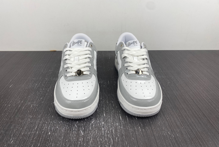 a bathing ape bape sta patent leather white grey (2023)