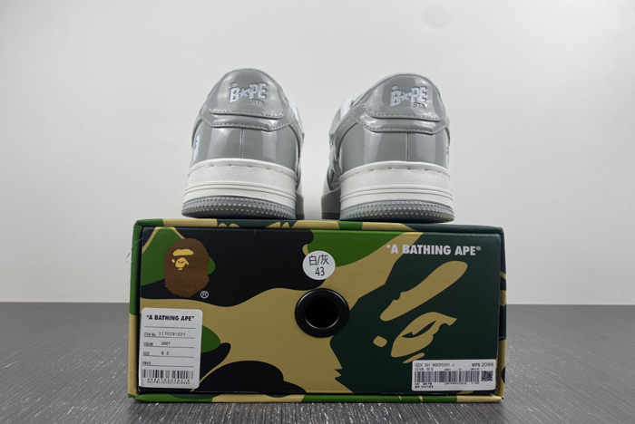 a bathing ape bape sta patent leather white grey (2023)