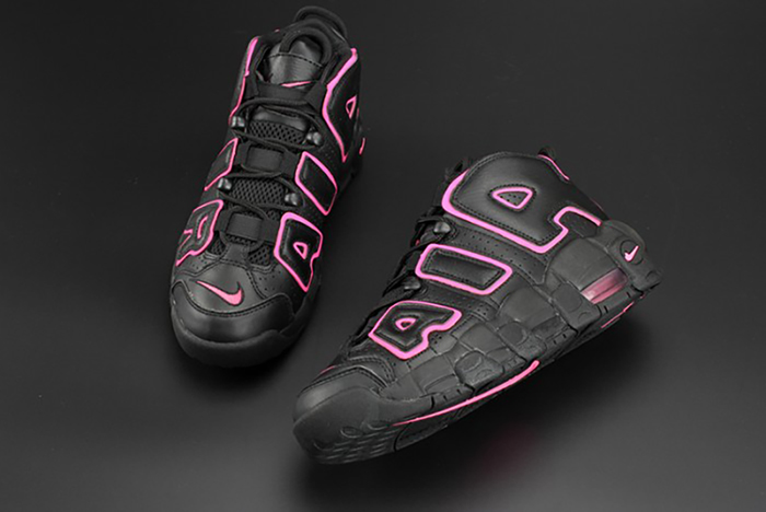 nike air more uptempo gs "hyper pink" black/ pink womens 415082-003