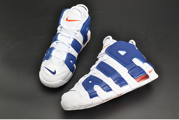 nike air more uptempo "knicks" white/deep royal blue womens 415082-103
