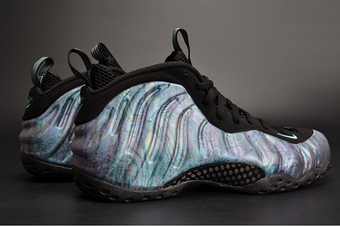 nike air foamposite one prm "abalone" black/aurora green mens 575420-009