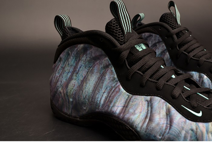 nike air foamposite one prm "abalone" black/aurora green mens 575420-009