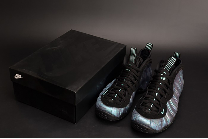 nike air foamposite one prm "abalone" black/aurora green mens 575420-009