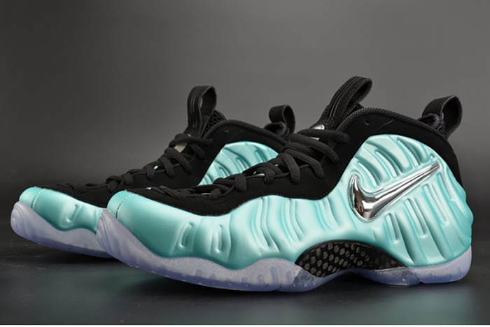 nike air foamposite pro "island green" metallic platinum mens 624041-303