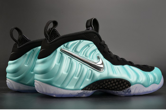 nike air foamposite pro "island green" metallic platinum mens 624041-303