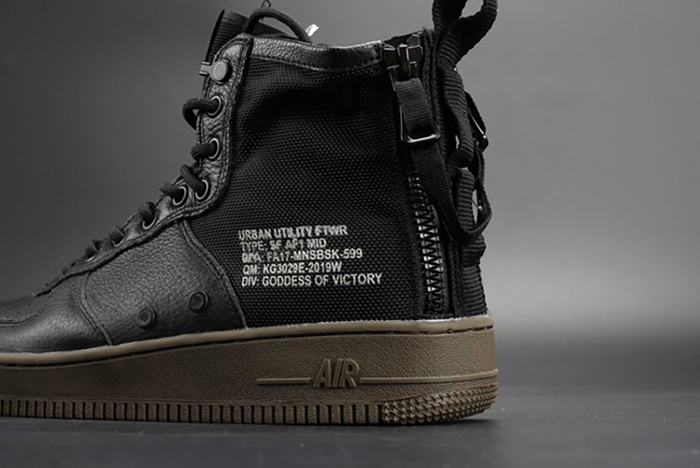 nike sf air force 1 mid "hazel" black 917753-002