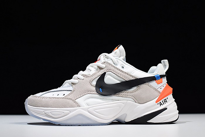 off-white x nike m2k tekno white, black & team orange a03108 058