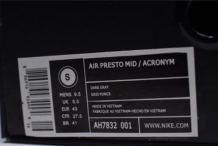 acronym nike air presto mid cool grey ah7832-001