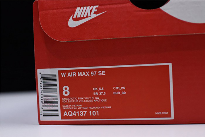 nike air max 97 se "corduroy" sail/volt glow/arctic pink womens aq4137-101