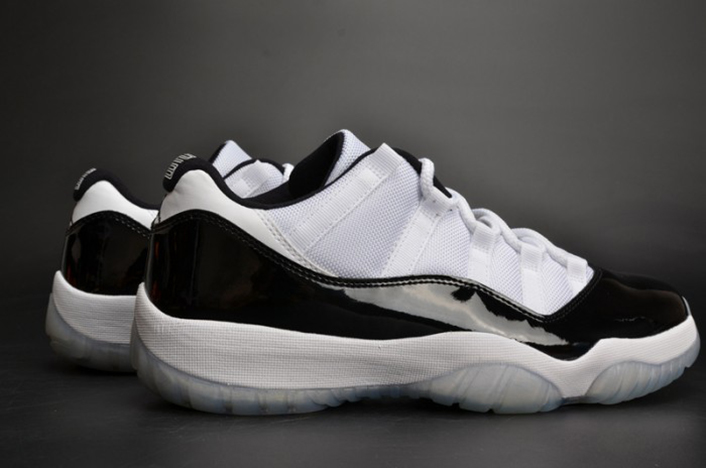 air jordan 11 retro low "concord" black/ white  mens 528895-153