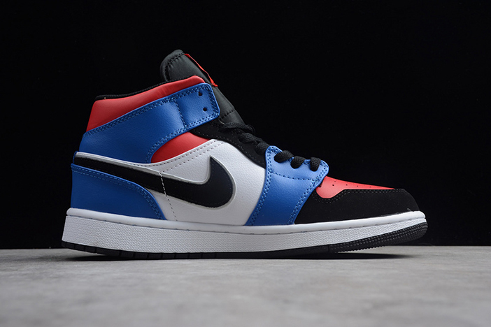 air jordan 1 mid gs "top 3" red/blue/white/black 554725-124