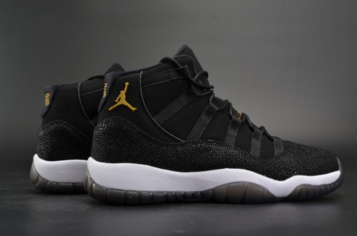 air jordan 11 retro prem hc (gs) "heiress" black/ gold-white 852625-030