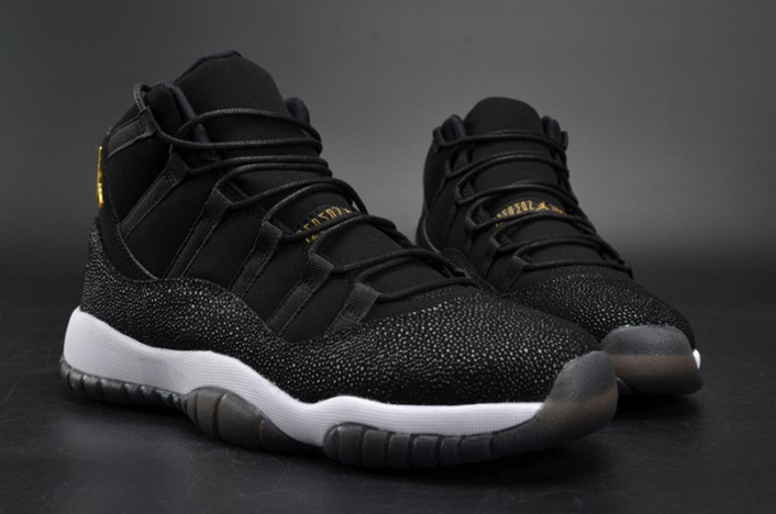 air jordan 11 retro prem hc (gs) "heiress" black/ gold-white 852625-030