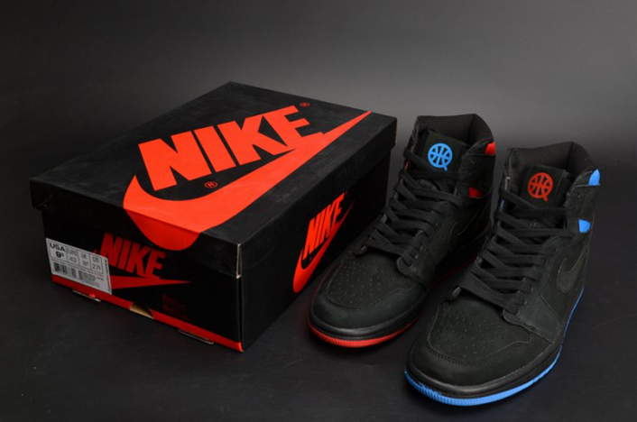 air jordan 1 retro high og "quai 54"  black/italy blue-university red mens ah1040-054